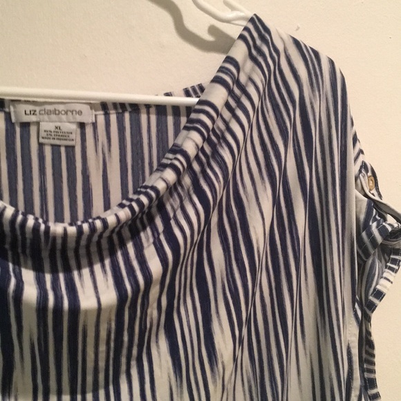 Liz Claiborne- Blue and White Striped Blouse - Picture 2 of 6